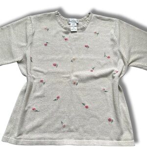 SOLD~Van Heusen Cream Floral Top